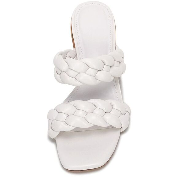 Bridal Braided Heeled Sandals Low Block Heels Mules Open Toe Ankle Strap Sandals - Picture 6 of 6